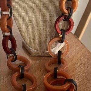 Chico's Bold earthtone and Orange Link Necklace